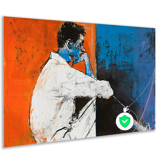 Abstract schilderij van denkende manposter