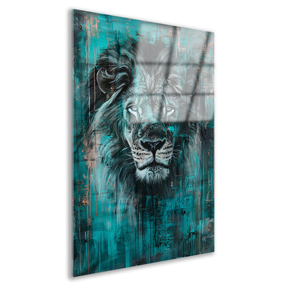Realistisch schilderij van een majestueuze leeuw acrylglas
