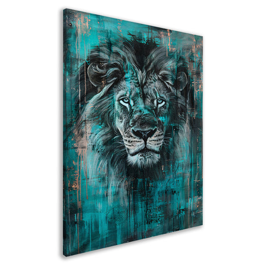 Realistisch schilderij van een majestueuze leeuw canvas
