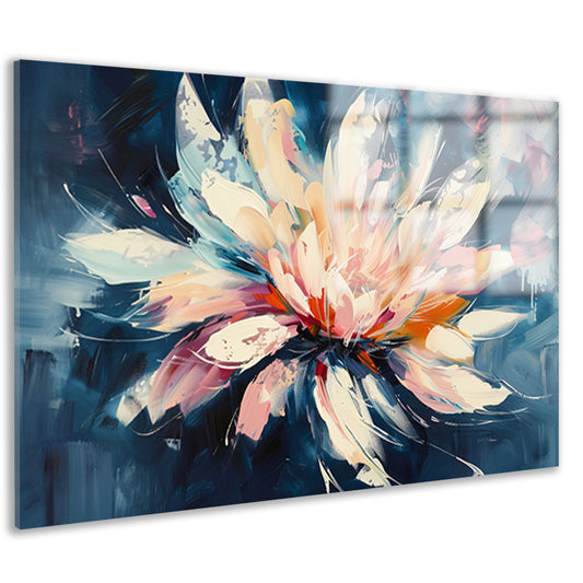 Kleurrijk abstract schilderij van chrysant bloem acrylglas