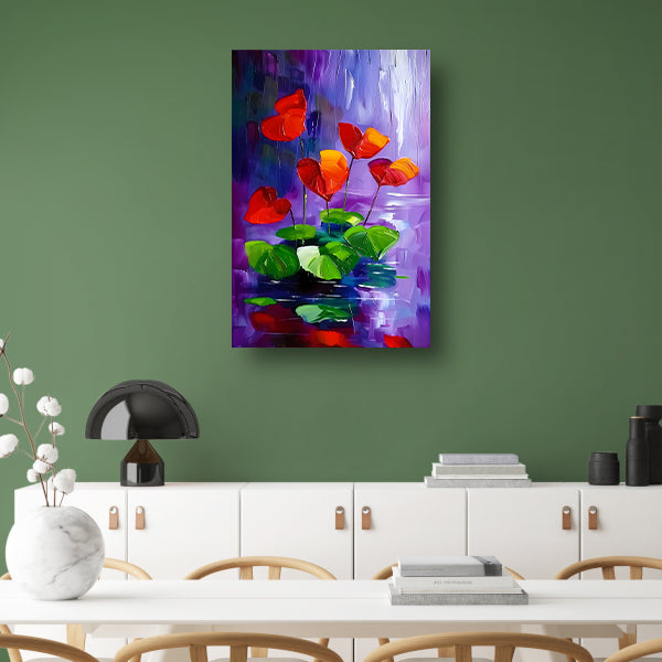 Abstracte bloemen in levendige kleuren schilderij poster