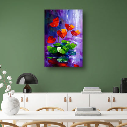 Abstracte bloemen in levendige kleuren schilderij poster