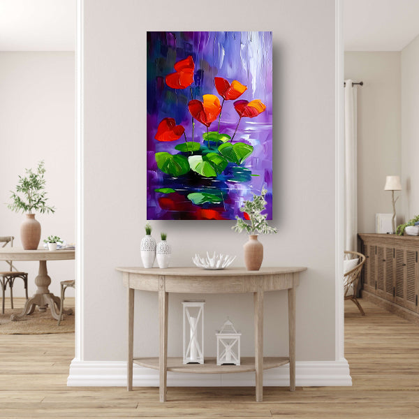 Abstracte bloemen in levendige kleuren schilderij poster