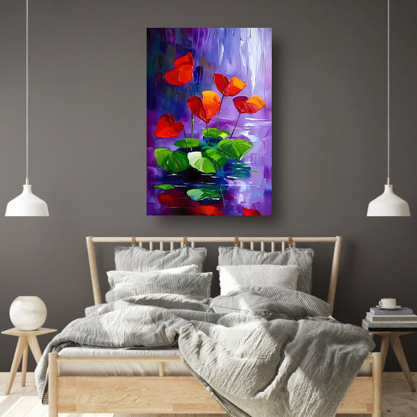 Abstracte bloemen in levendige kleuren schilderij canvas