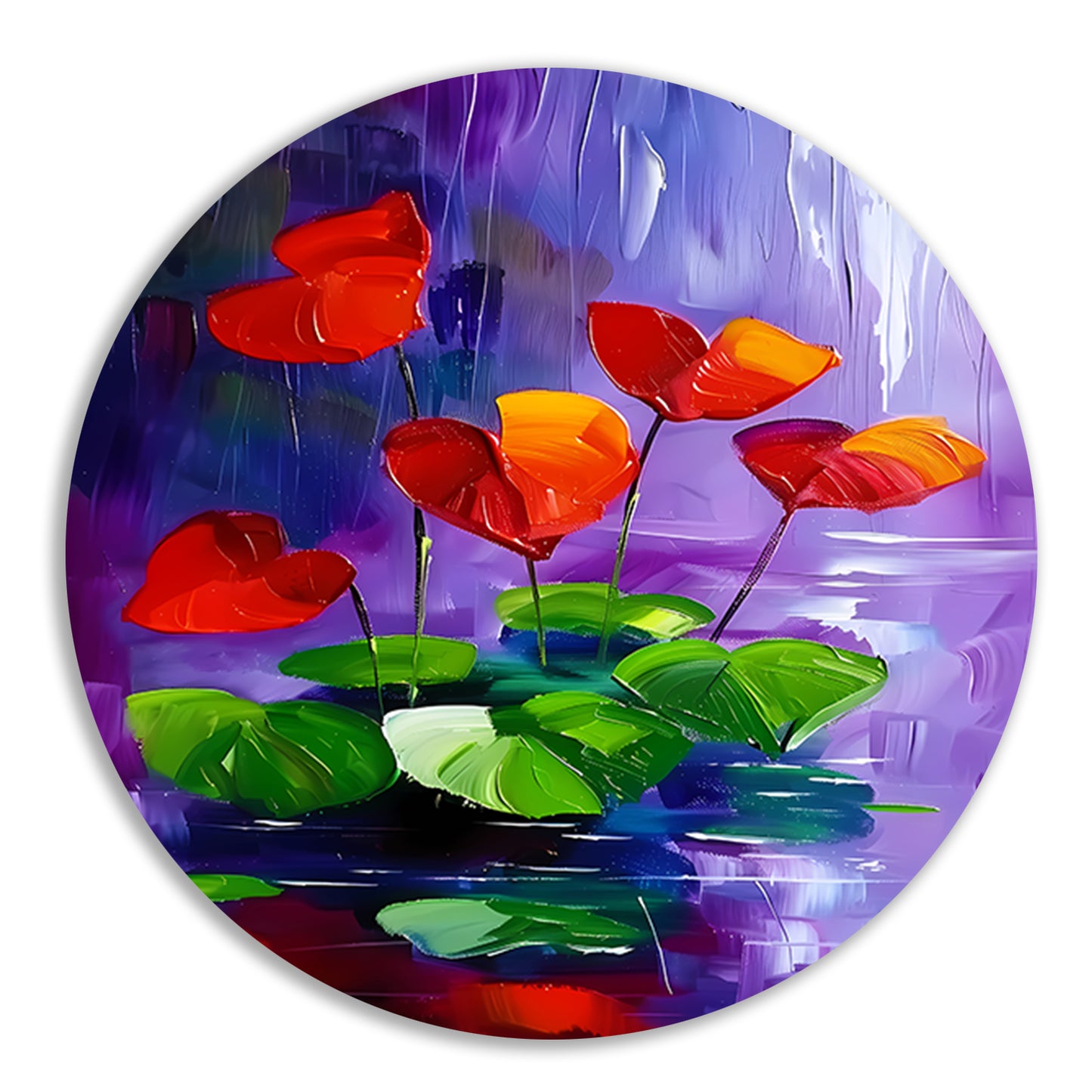 Abstracte bloemen in levendige kleuren schilderij forex muurcirkel