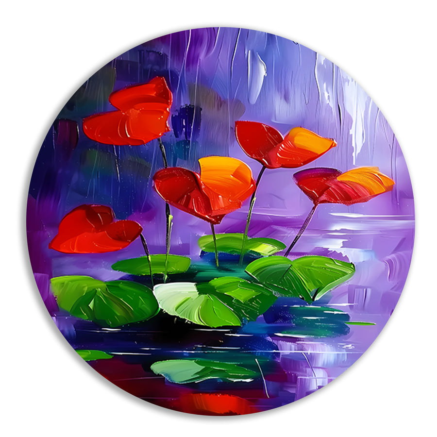 Abstracte bloemen in levendige kleuren schilderij forex muurcirkel