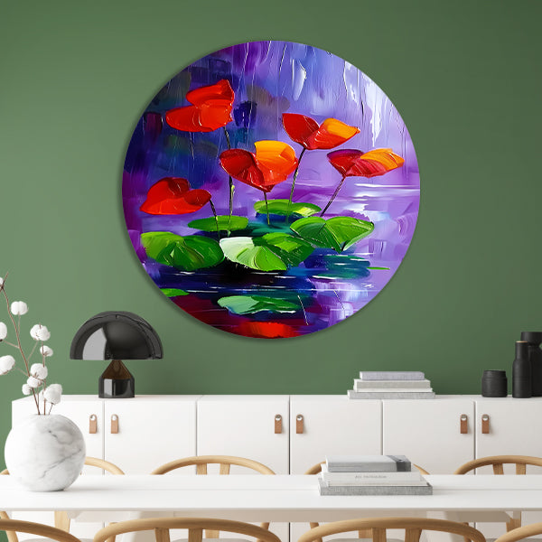 Abstracte bloemen in levendige kleuren schilderij forex muurcirkel