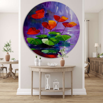Abstracte bloemen in levendige kleuren schilderij forex muurcirkel