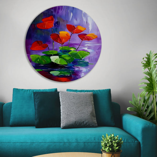 Abstracte bloemen in levendige kleuren schilderij forex muurcirkel
