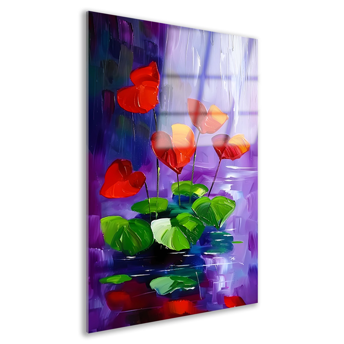 Abstracte bloemen in levendige kleuren schilderij acrylglas