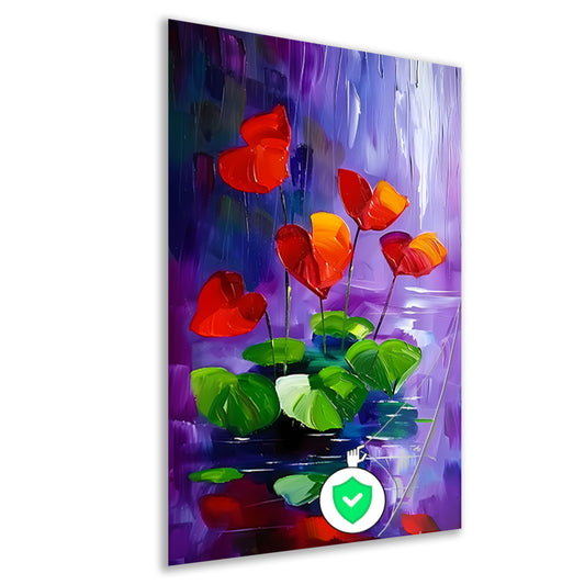 Abstracte bloemen in levendige kleuren schilderij poster