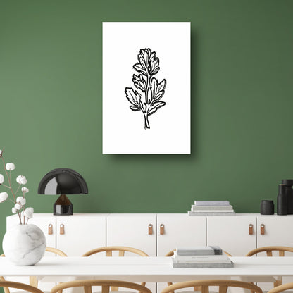 Minimalistische zwart-witte bloem lijntekening canvas