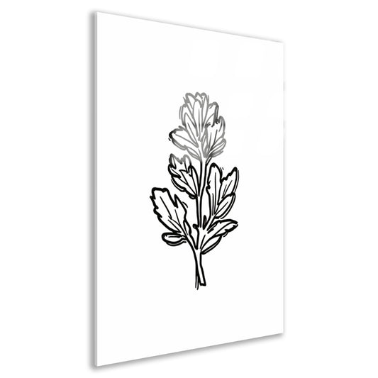 Minimalistische zwart-witte bloem lijntekening acrylglas