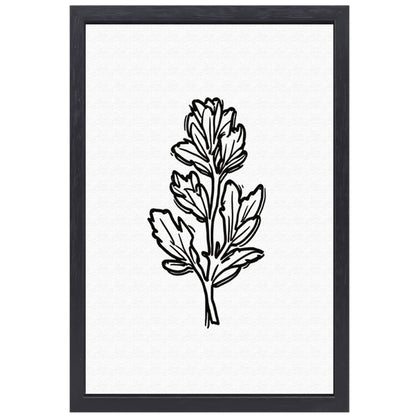 Minimalistische zwart-witte bloem lijntekening canvas met baklijst