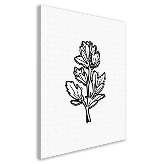 Minimalistische zwart-witte bloem lijntekening canvas