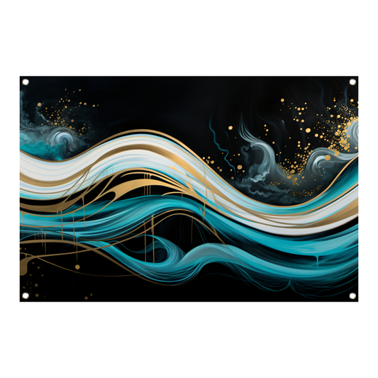 Abstracte Golven met Gouden Touch tuinposter