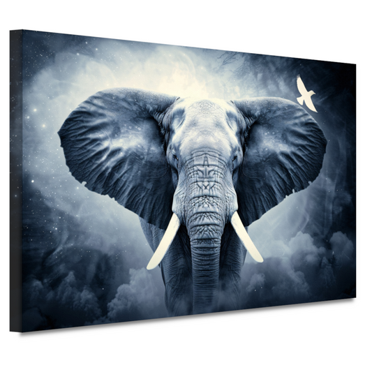 Silhouet olifant zonsondergang canvas