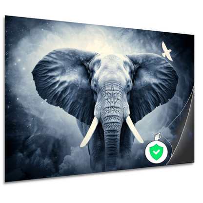 Silhouet olifant zonsondergang poster