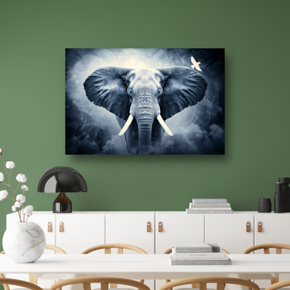 Silhouet olifant zonsondergang poster