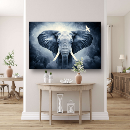 Silhouet olifant zonsondergang poster