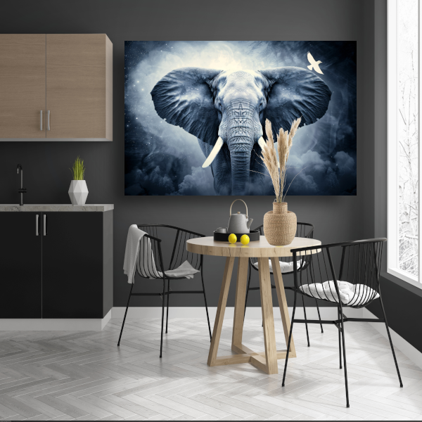 Silhouet olifant zonsondergang poster