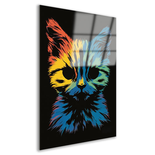 Kleurrijke Abstracte Kat Kunst Print acrylglas