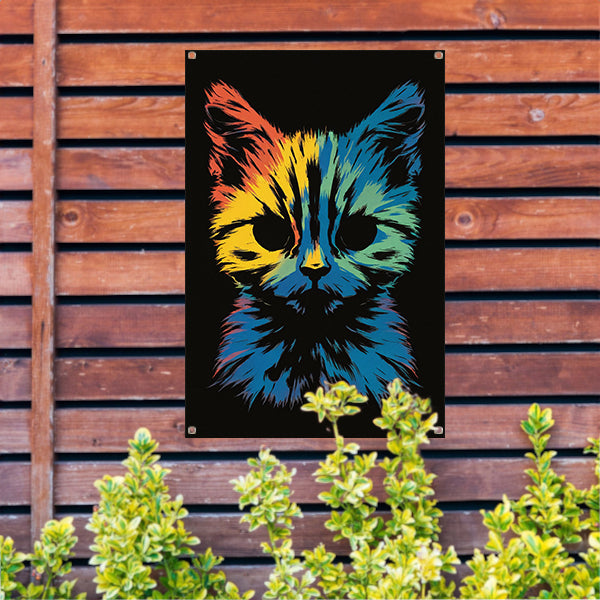 Kleurrijke Abstracte Kat Kunst Print tuinposter