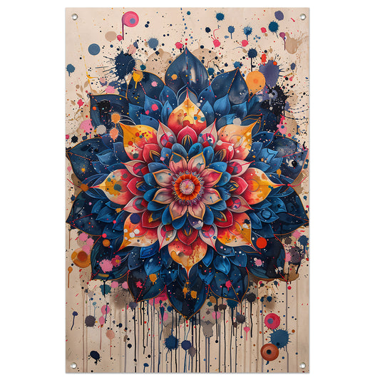 Abstract Bloemenmandala in Levendige Popart Stijl tuinposter