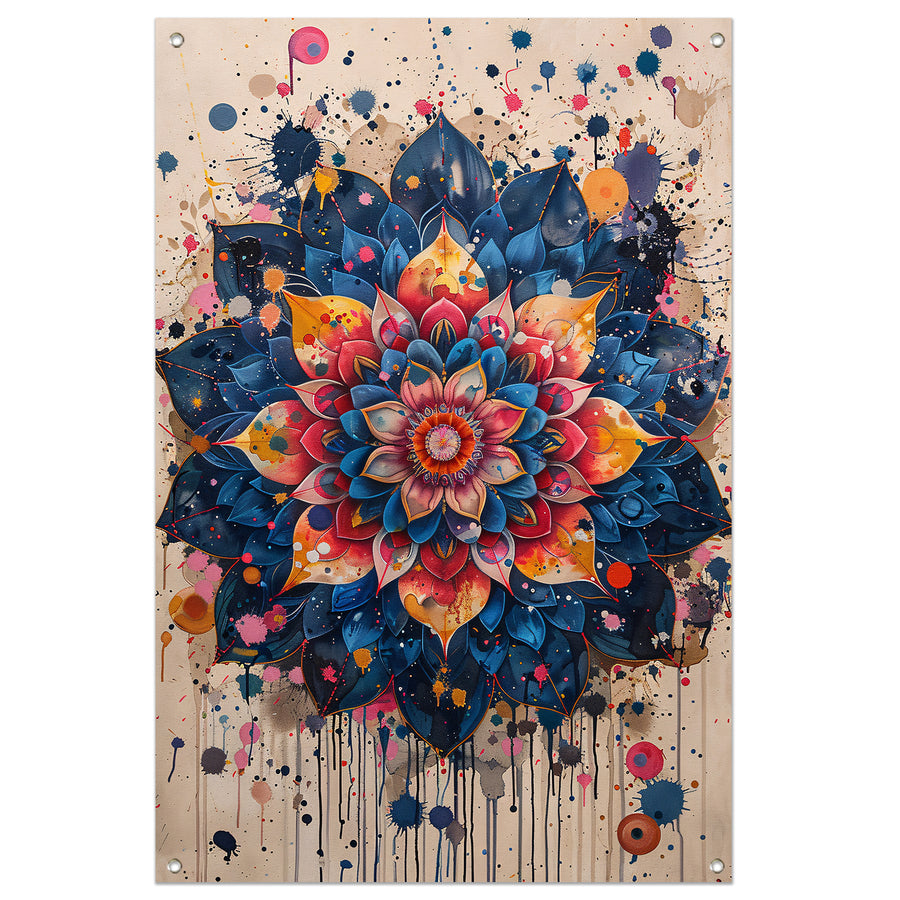 Abstract Bloemenmandala in Levendige Popart Stijl tuinposter