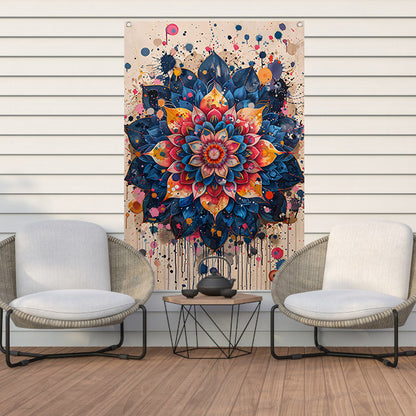 Abstract Bloemenmandala in Levendige Popart Stijl tuinposter