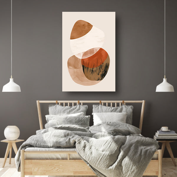 Abstracte Vormen in Aardse Sepiatonen poster