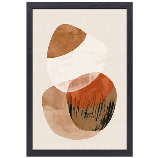 Abstracte Vormen in Aardse Sepiatonen canvas met baklijst