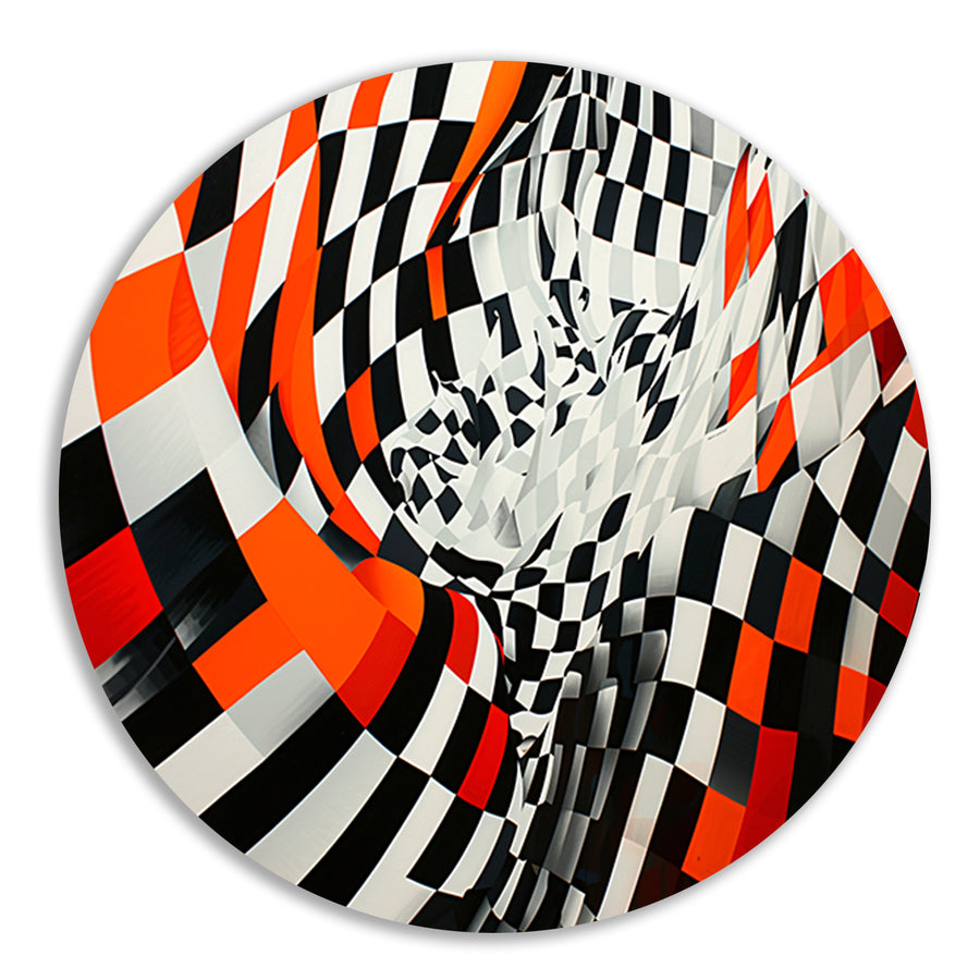 Dynamisch abstract patroon in levendige kleuren aluminium muurcirkel