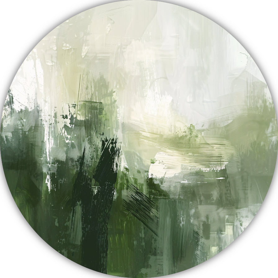 Groen en Grijs Moderne Abstracte Dynamiek aluminium muurcirkel
