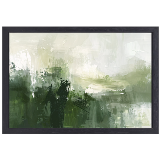 Groen en Grijs Moderne Abstracte Dynamiek canvas met baklijst