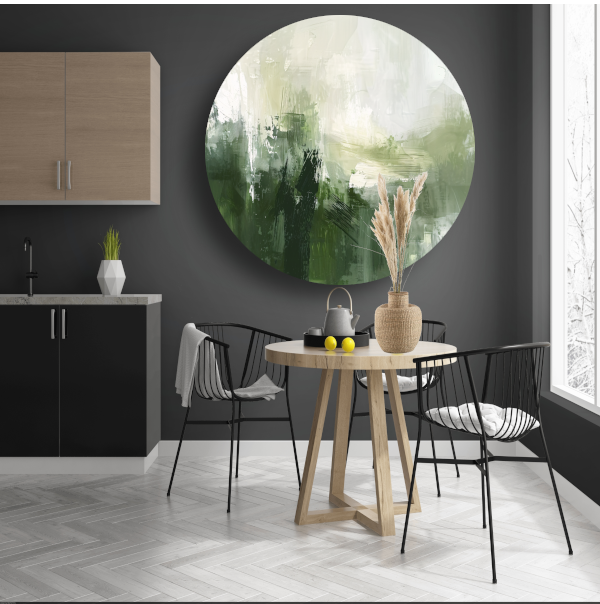 Groen en Grijs Moderne Abstracte Dynamiek forex muurcirkel