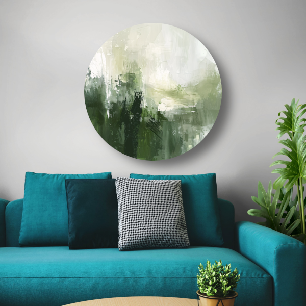 Groen en Grijs Moderne Abstracte Dynamiek forex muurcirkel