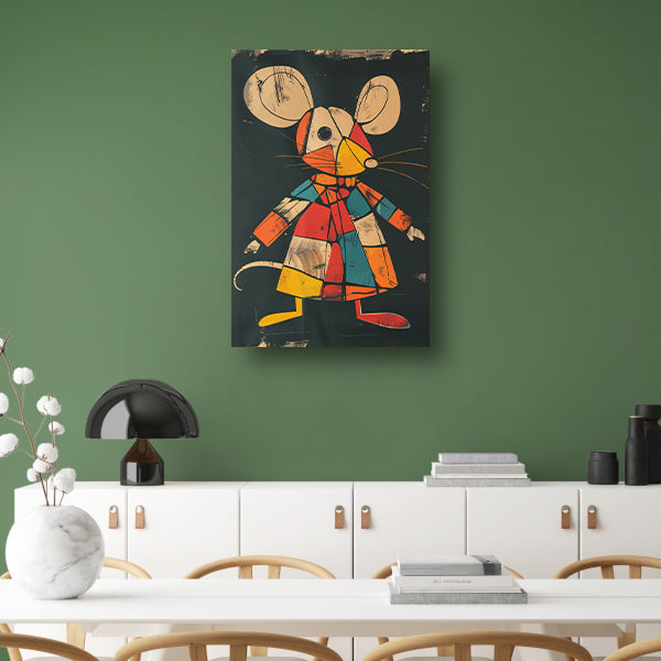 Kubistische Muis in Kleurrijk Jas poster