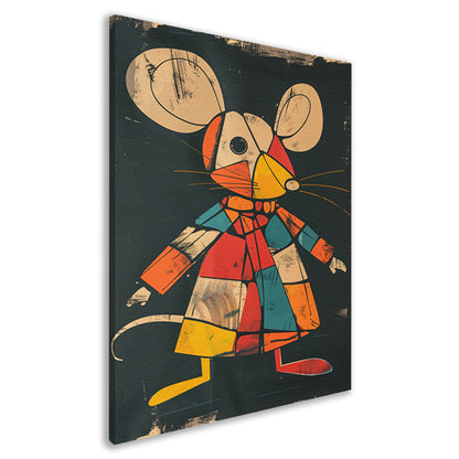 Kubistische Muis in Kleurrijk Jas canvas