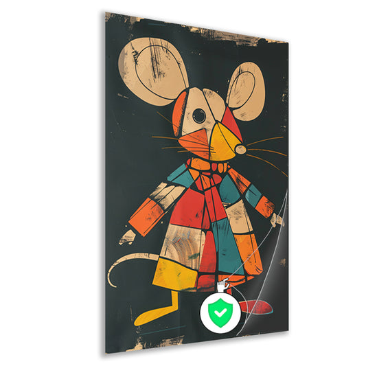 Kubistische Muis in Kleurrijk Jas poster