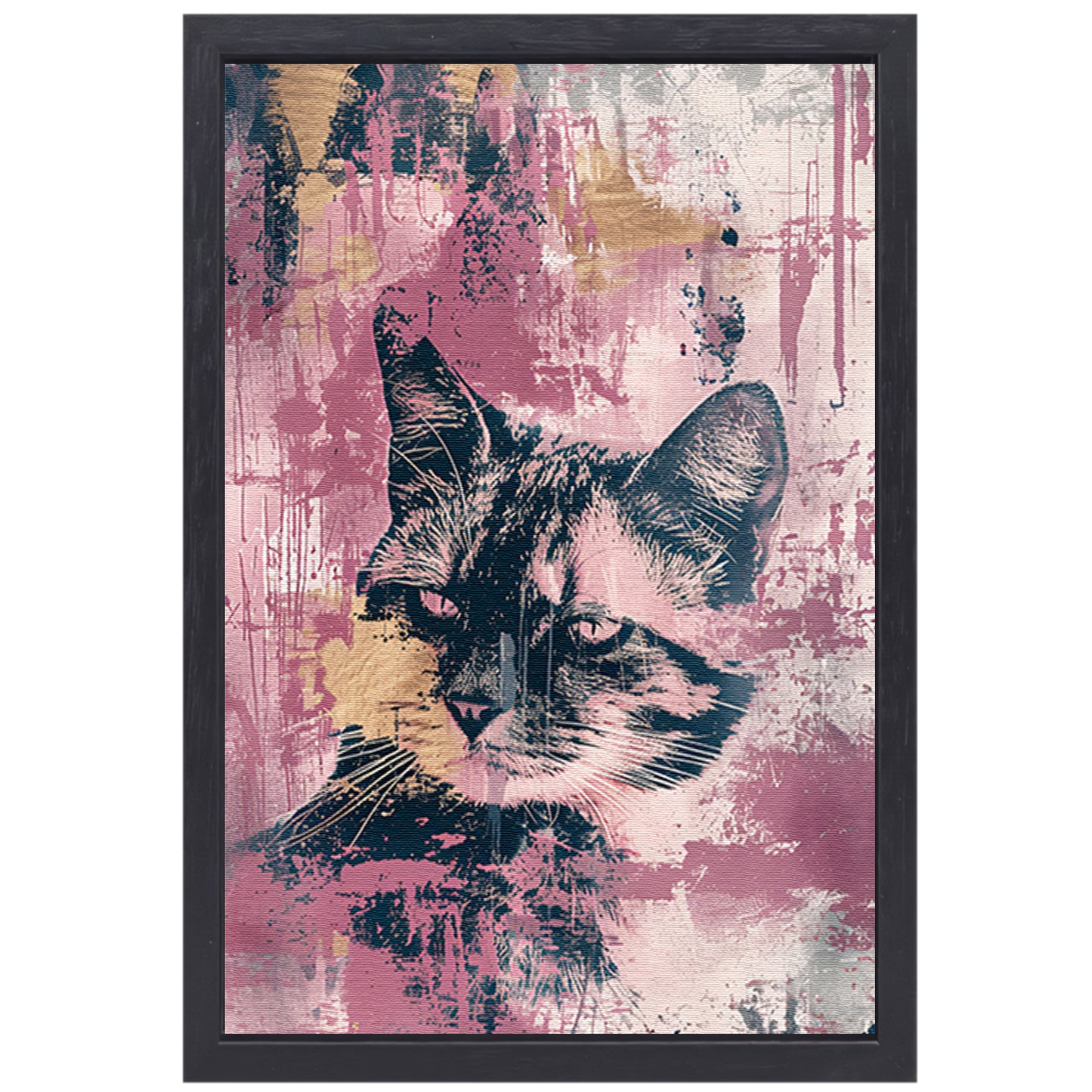 Abstracte digitale kunst van een kat canvas met baklijst