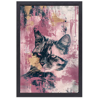 Abstracte digitale kunst van een kat canvas met baklijst