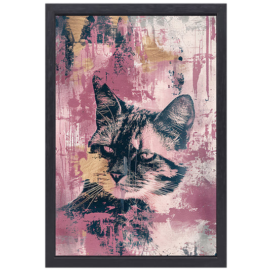 Abstracte digitale kunst van een kat canvas met baklijst