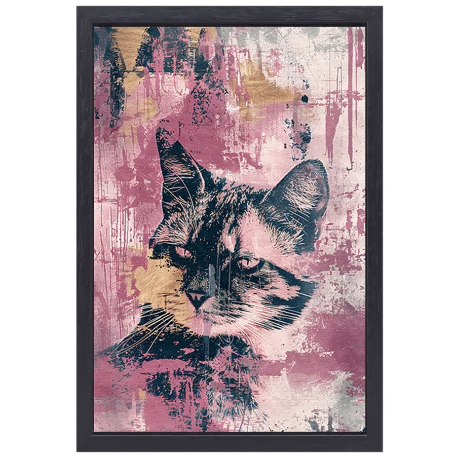 Abstracte digitale kunst van een kat canvas met baklijst