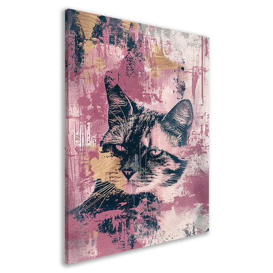 Abstracte digitale kunst van een kat canvas