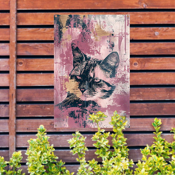 Abstracte digitale kunst van een kat tuinposter