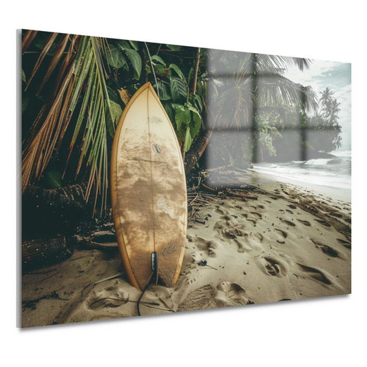 Abstracte surfplank op het strand acrylglas