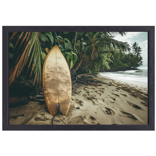 Abstracte surfplank op het strand canvas met baklijst