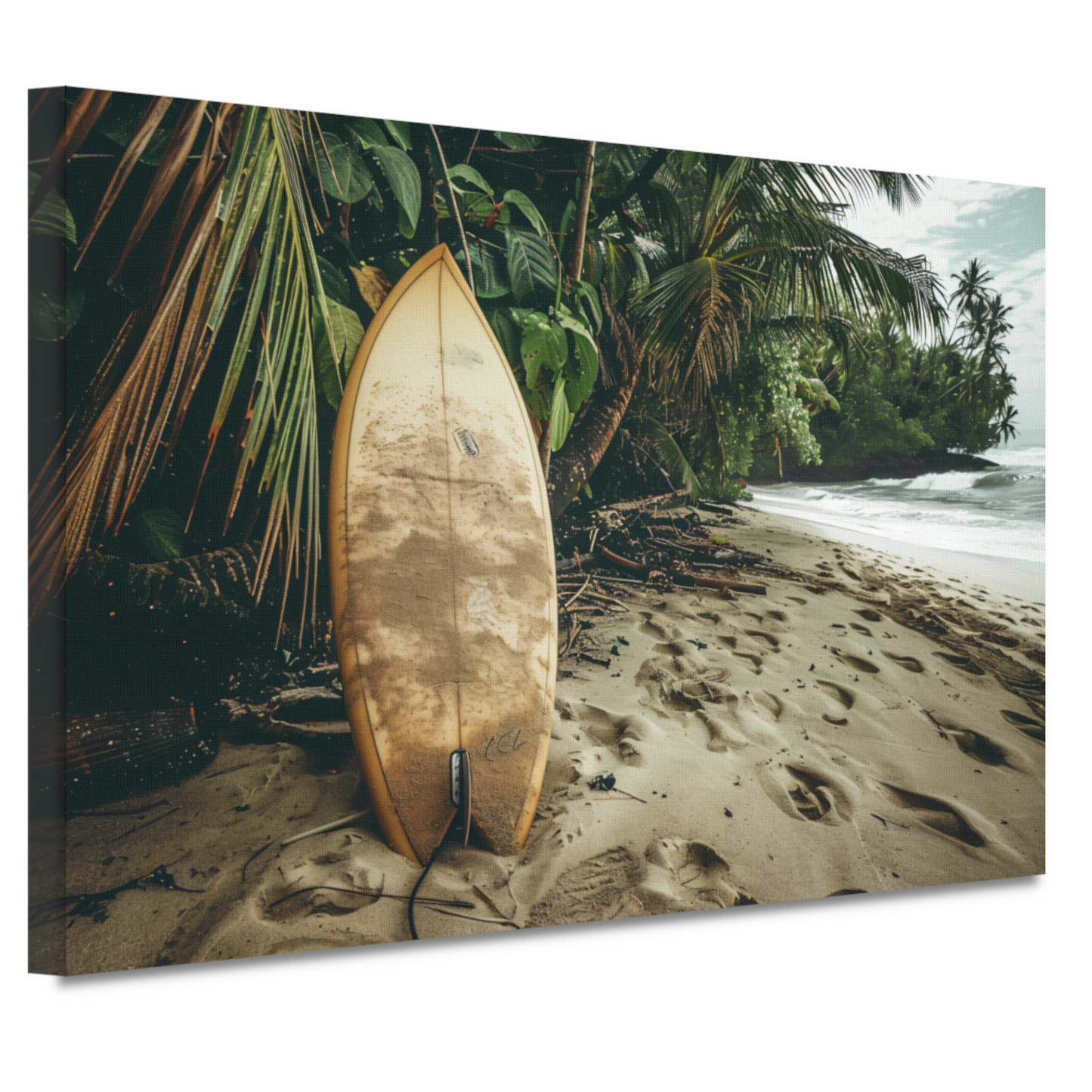 Abstracte surfplank op het strand canvas