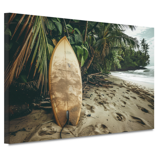 Abstracte surfplank op het strand canvas